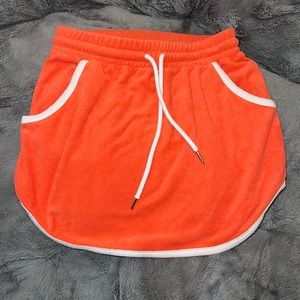 Coral color terry cloth skirt drawstring waist size S-3/5